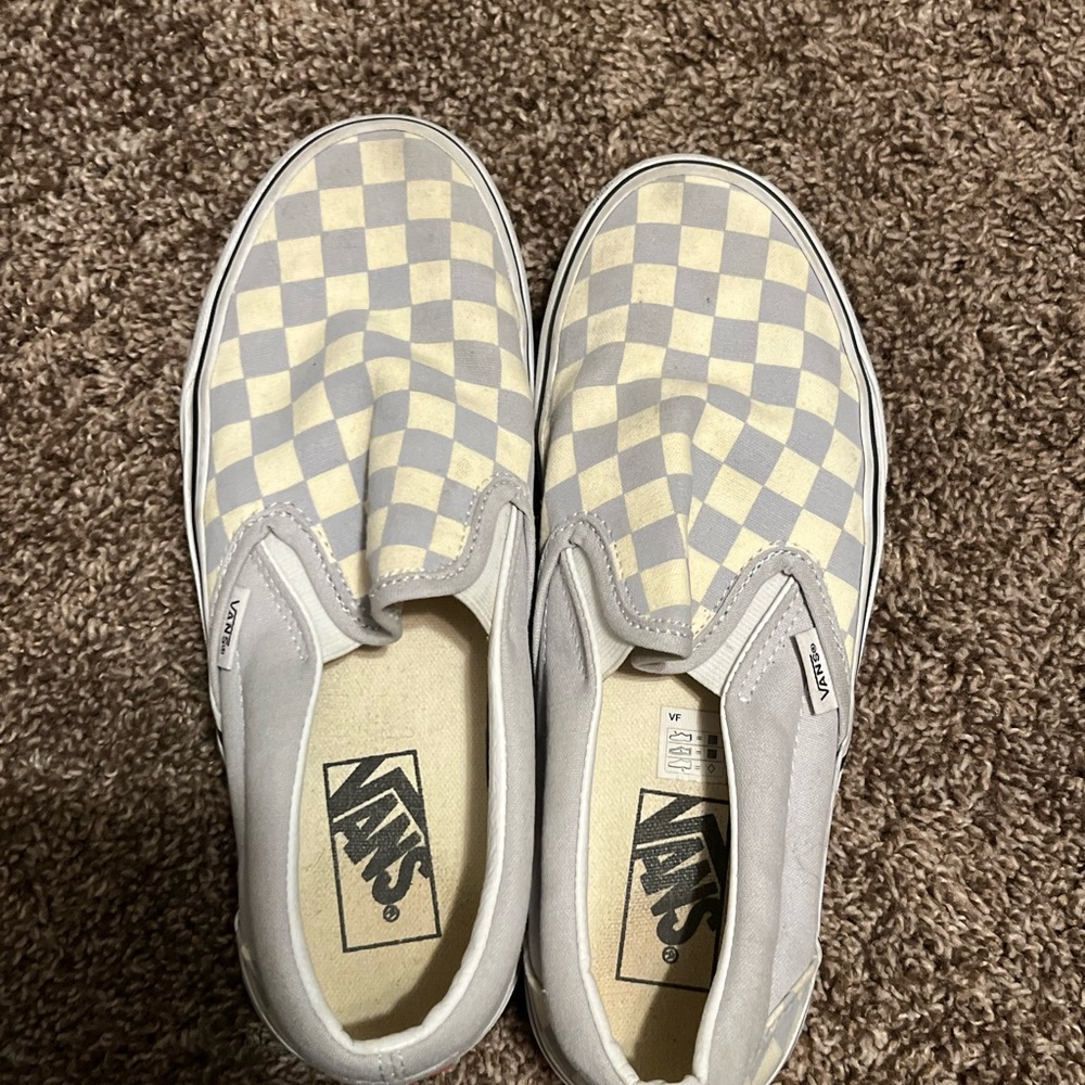 Vans Gray and Cream Slip-On Sneakers Iconic Style